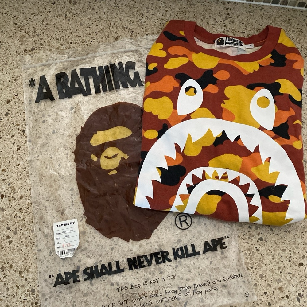 BAPE 1st Camo Shark Tee Orange